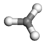 The CH3 radical. Visualization in VMD.